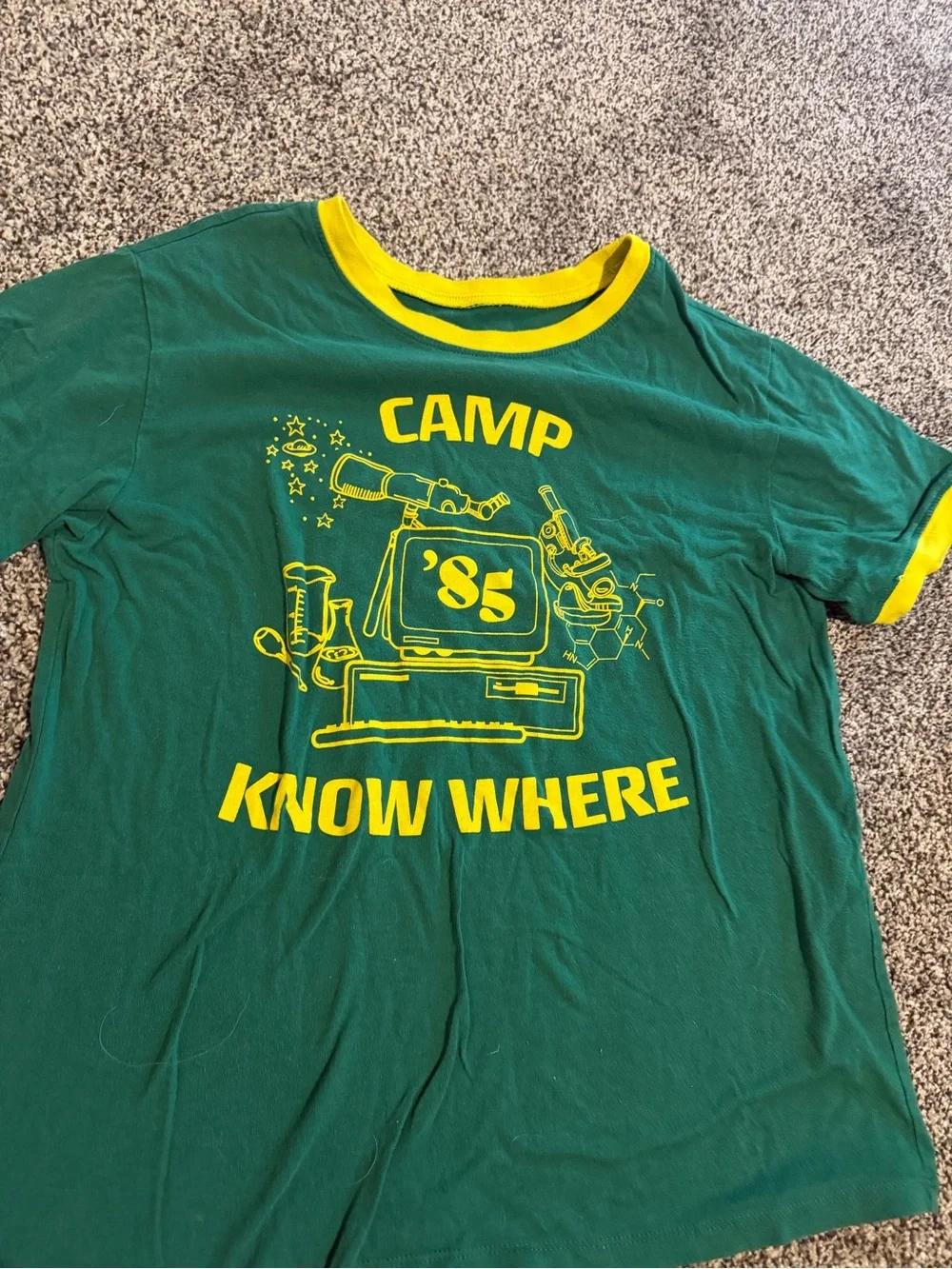 Green & Yellow 'Camp Know Where' Graphic Ringer Tee - Picture 2 of 5